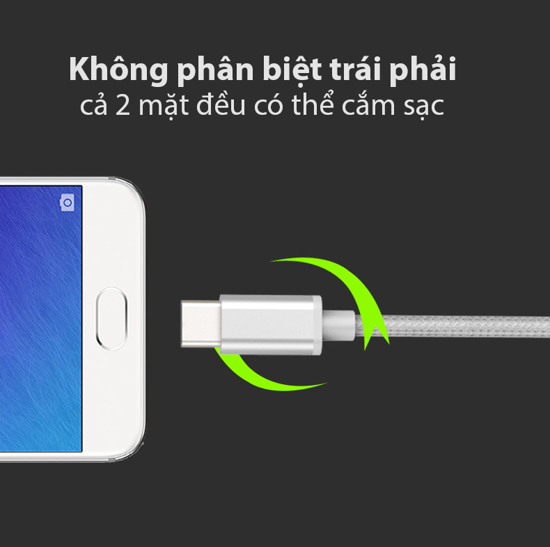 Cáp sạc dù Cafule Type C 1M cho Samsung S8/S9/ Note8/ Note9/ Xiaomi/ Huawei/ Oppo/Nokia (3A, Sạc nhanh Quick charge 3.0 )
