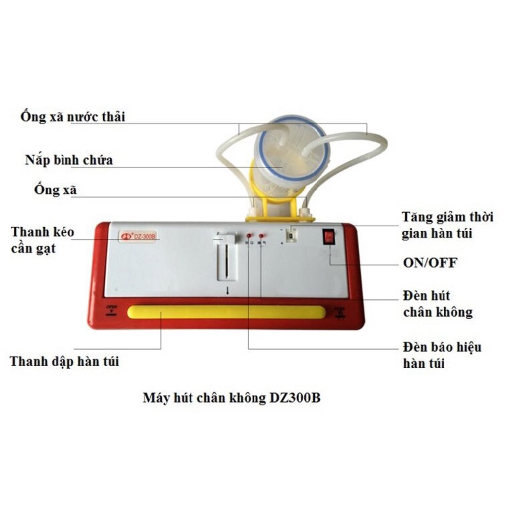 Máy hút chân không dz300b hút khô + nước + tặng 1kg túi