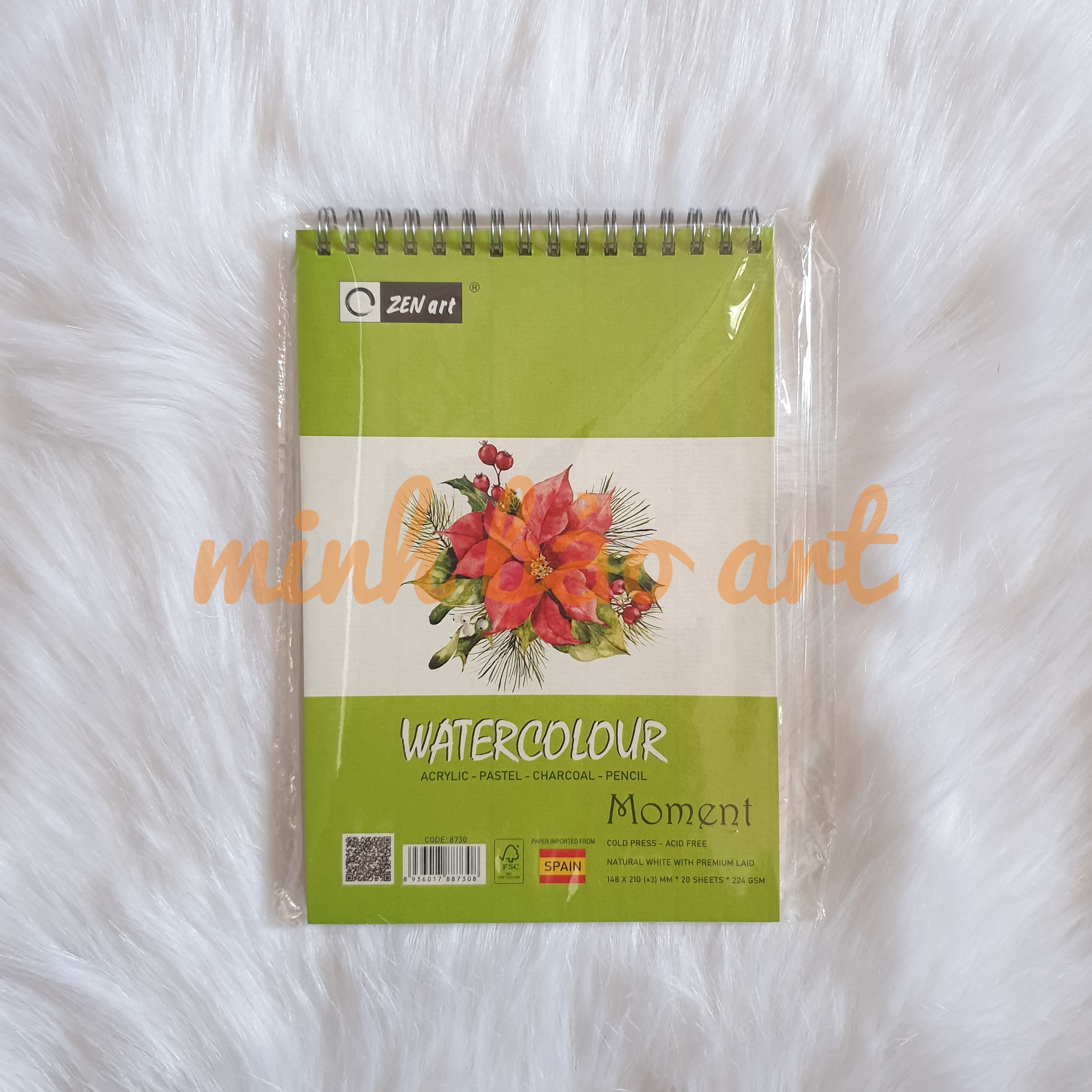 [HCM]SỔ VẼ MÀU MƯỚC CAO CẤP ZEN ART MOMENT VÂN COLD (20 TỜ 224 GSM - GIẤY NHẬP KHẨU TÂY BAN NHA)