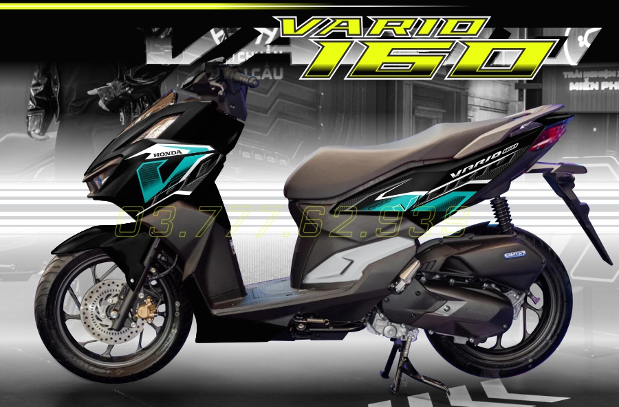 Tem rời vario 160 xe đen - mẫu xanh ngọc tổ ong mới nhất 2023 - tem cao cấp không bay màu