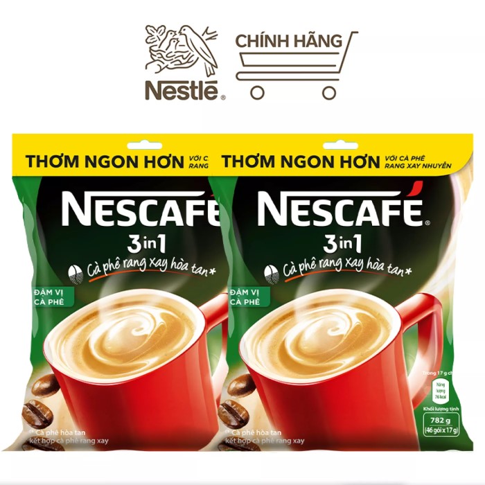 Combo 2 bịch Nescafé 3in1 cà phê rang xay hòa tan đậm vị cà phê