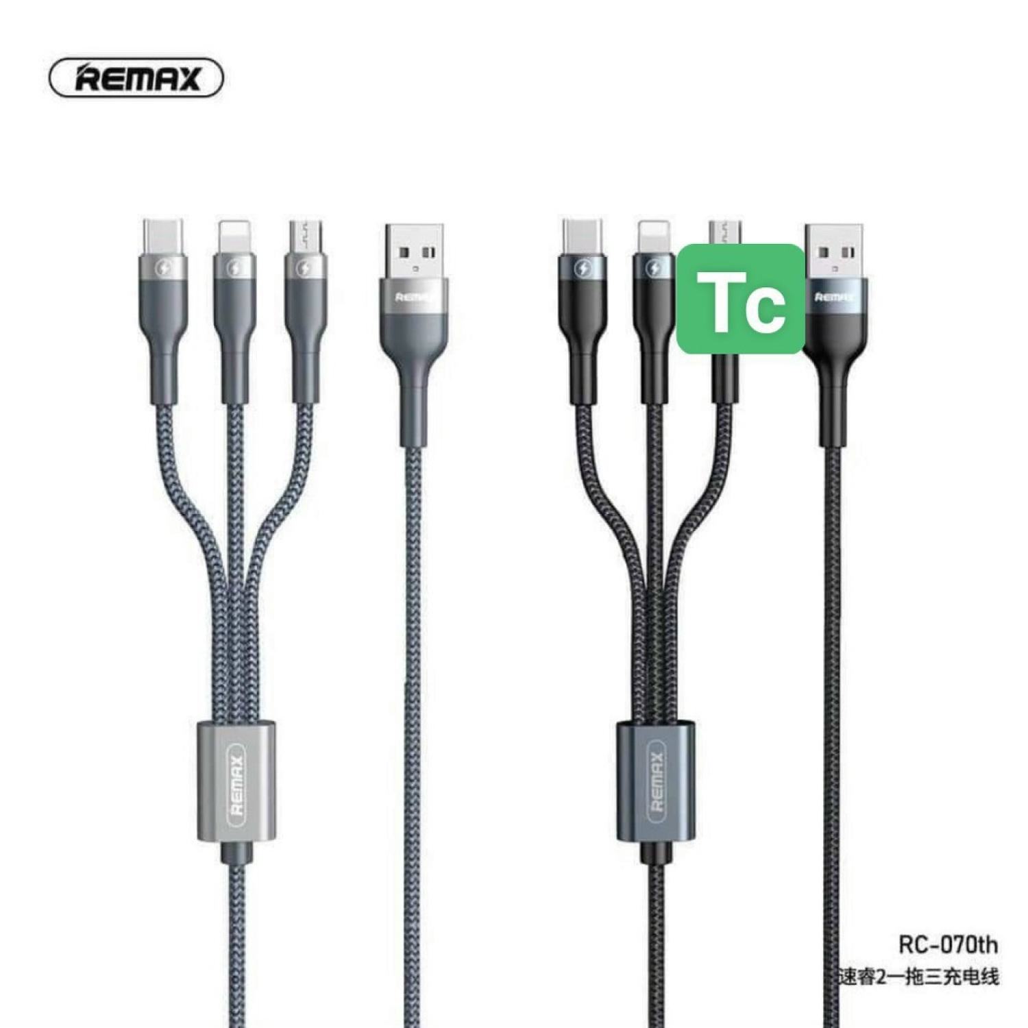 Dây cáp sạc Remax 3 Đầu iρhone - MICRO USB - TYPE C Dây Dù RC-070TH RC-131th