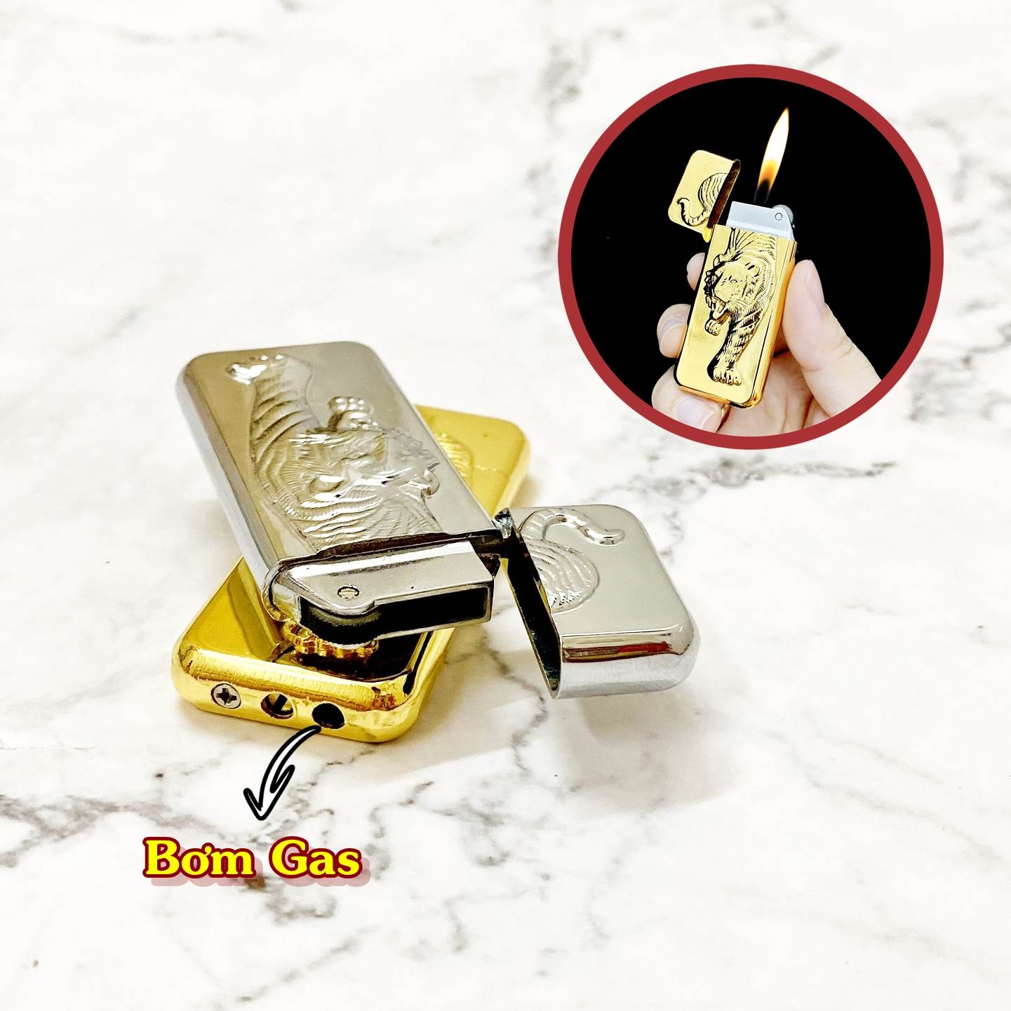 BẬT LỬA GAS ĐÁ HÌNH MẢNH HỔ  - (XÀI GAS)
