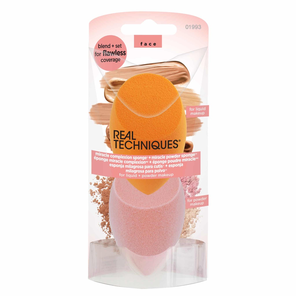 Mút Tán Nền Real Techniques Miracle Complexion Sponge (Cam)- Powder Sponge (Hồng) - Airblend Sponge (Xanh)