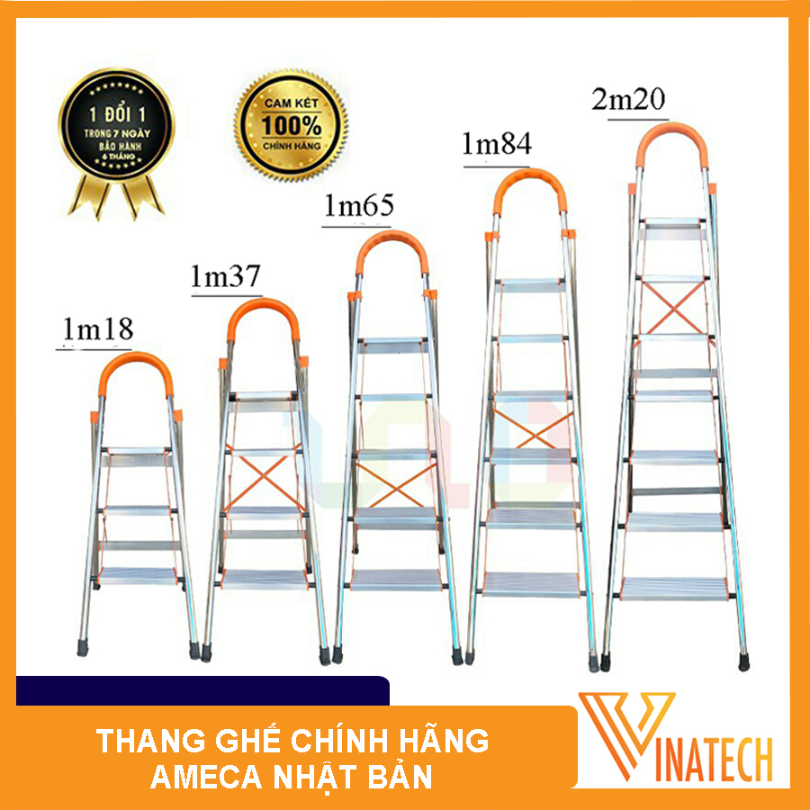 [HÀNG CHÍNH HÃNG] Thang ghế INOX AMECA Nhật Bản 4 BẬC