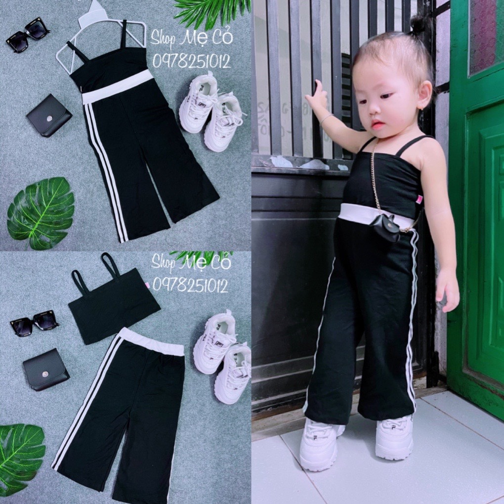 Bộ thiết kế áo thun quần ống rộng thể thao bé gái mềm mại