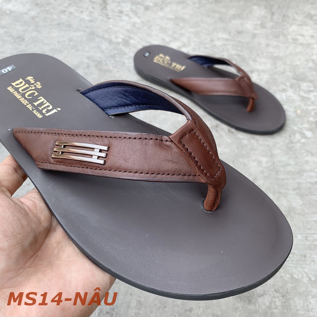Dép Lê Nam Da Bò Thật Đế Cao Su Cao cấp NN2