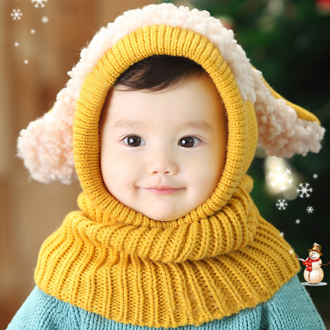 Mũ Len Tai Cừu Dễ Thương Ấm Áp Cho Bé