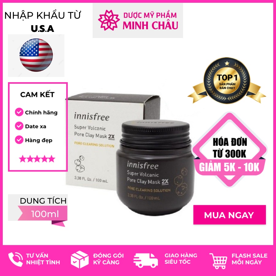 ✅ Mặt nạ đất sét Innisfree Super Volcanic Pore Clay Mask 2X
