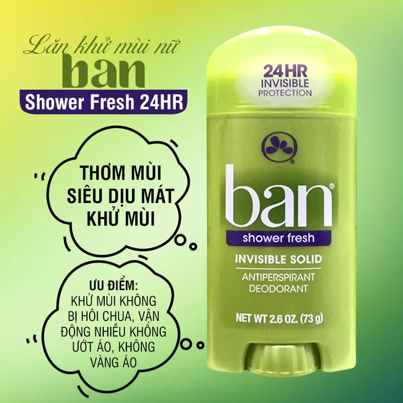 Sáp khử mùi nữ Ban Shower Fresh Invisible Solid 73g