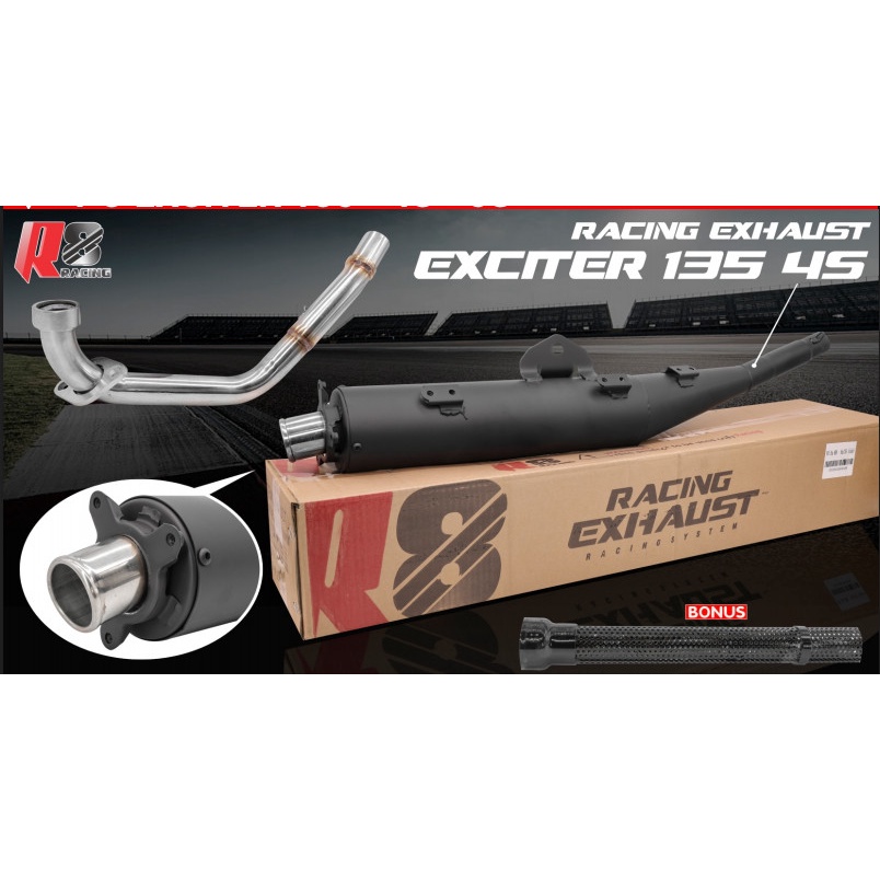 Ôngs pô tăng r8 racing độ giả zin ex150 / ex135 62zz 62+ pxl bô hàng chính hãng