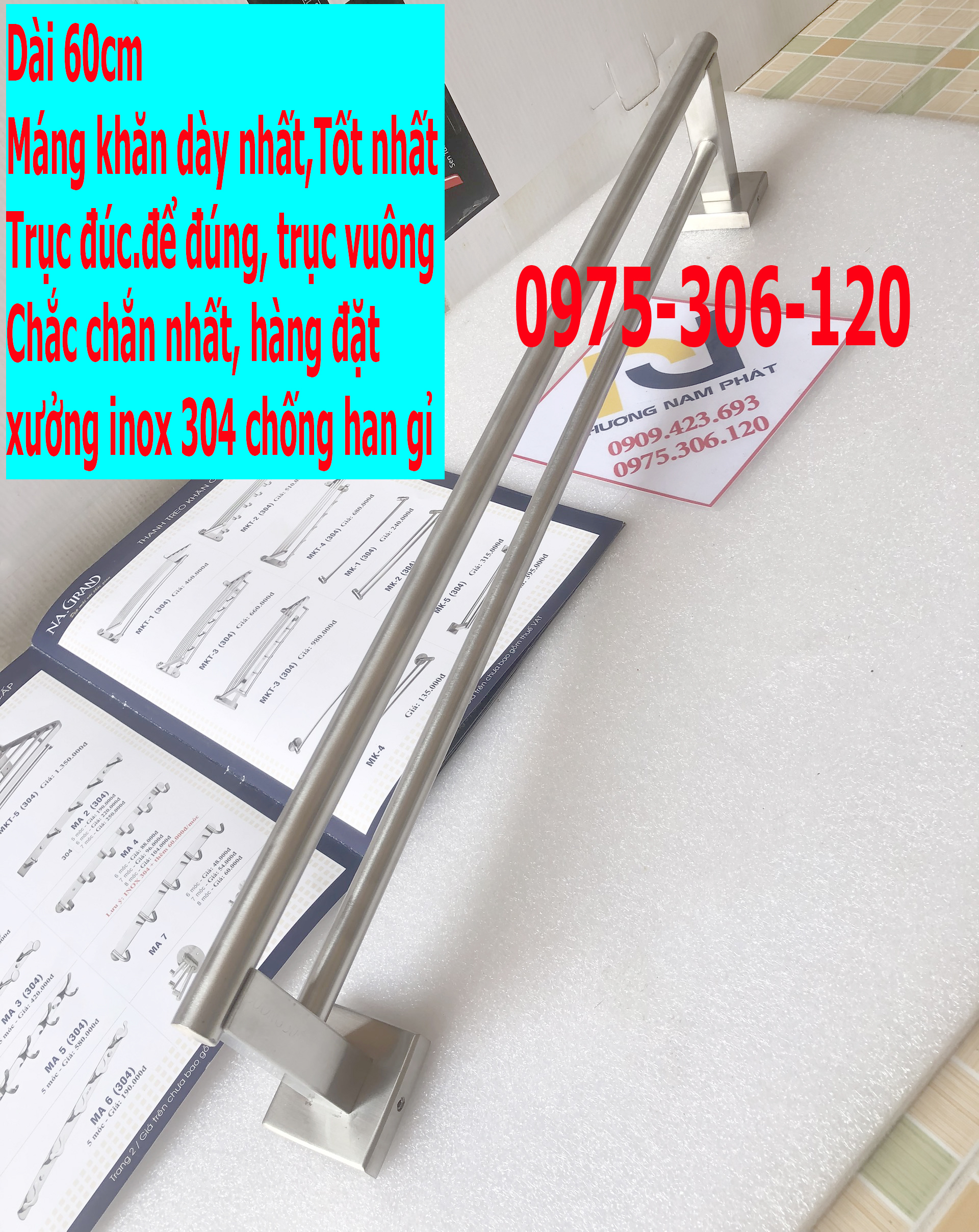 [-LOẠI 1-TRỤC ĐÚC] Thanh Treo Khăn, Máng Khăn Tắm Trong Nhà Tắm INOX 304 MK6 MÁNG KHĂN ĐÔI TRỤC VUÔNG ĐÔI, hàng đặt xưởng inox 304 chống han rỉ, dày, nặng, chắc chắn, trục vít vào tường to trục vuông bao vững chắc