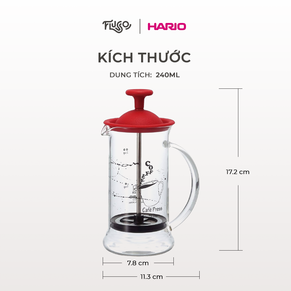 Bình French Press Hario CPSS 240ml: CPSS-2-TB