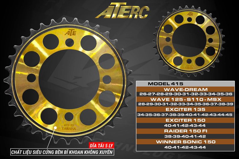 ĐĨA TẢI ATE RACING 415 ( 7LY ) RAIDER SATRIA FI