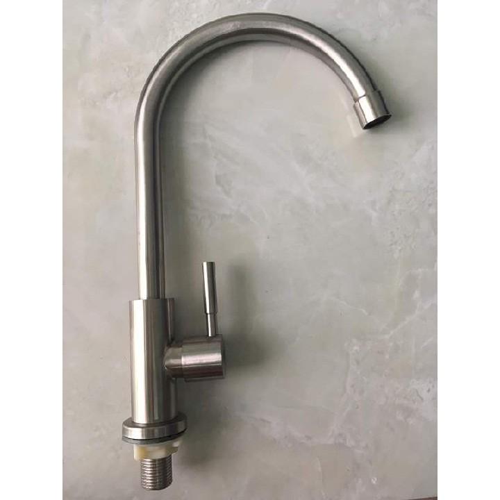 Vòi rửa chén bát xả lạnh cắm chậu LUXIO - Inox 304 nguyên khối xoay 360 độ