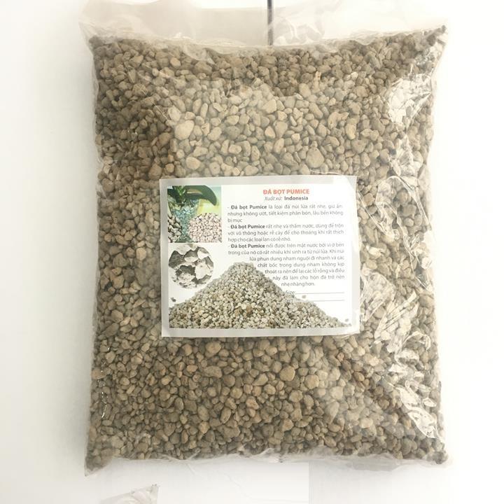 Túi 1kg đá bọt núi lửa Pumice cỡ 5mm đến 8mm xuất xứ indonesia