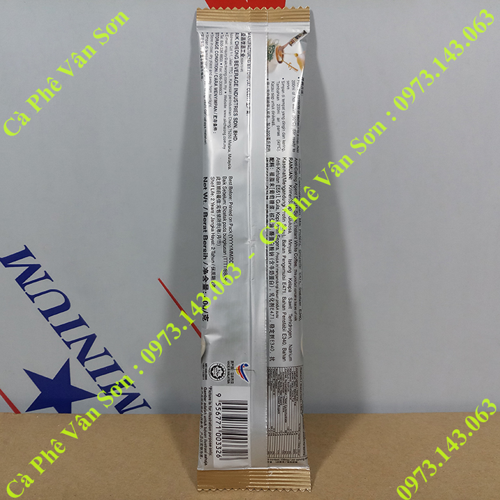 03 bịch Cà phê ít đường Aik Cheong White Coffee (less sugar) 600g (15 gói dài x 40g)