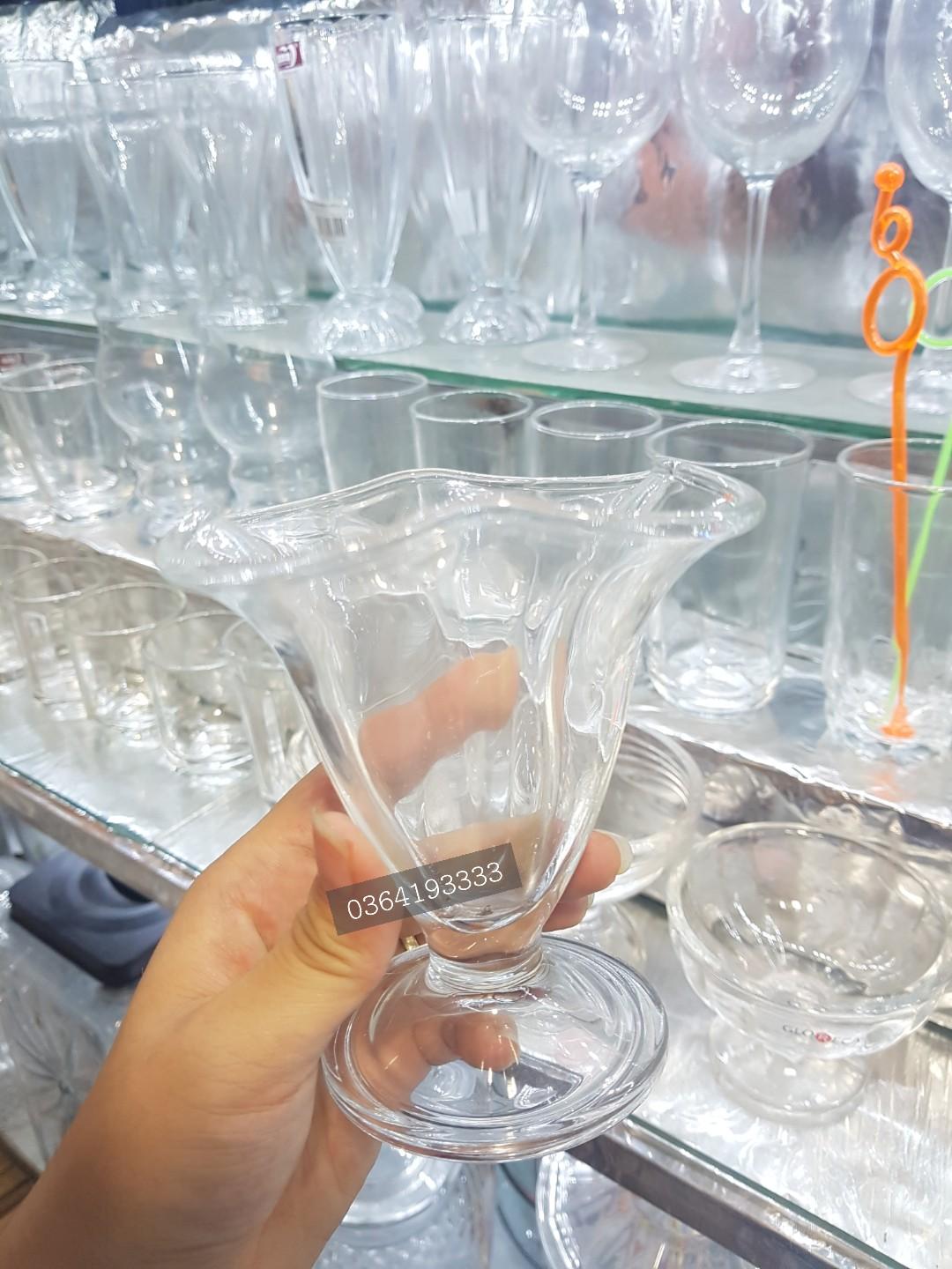 Bộ 6 Ly kem thủy tinh bông hoa 220ml