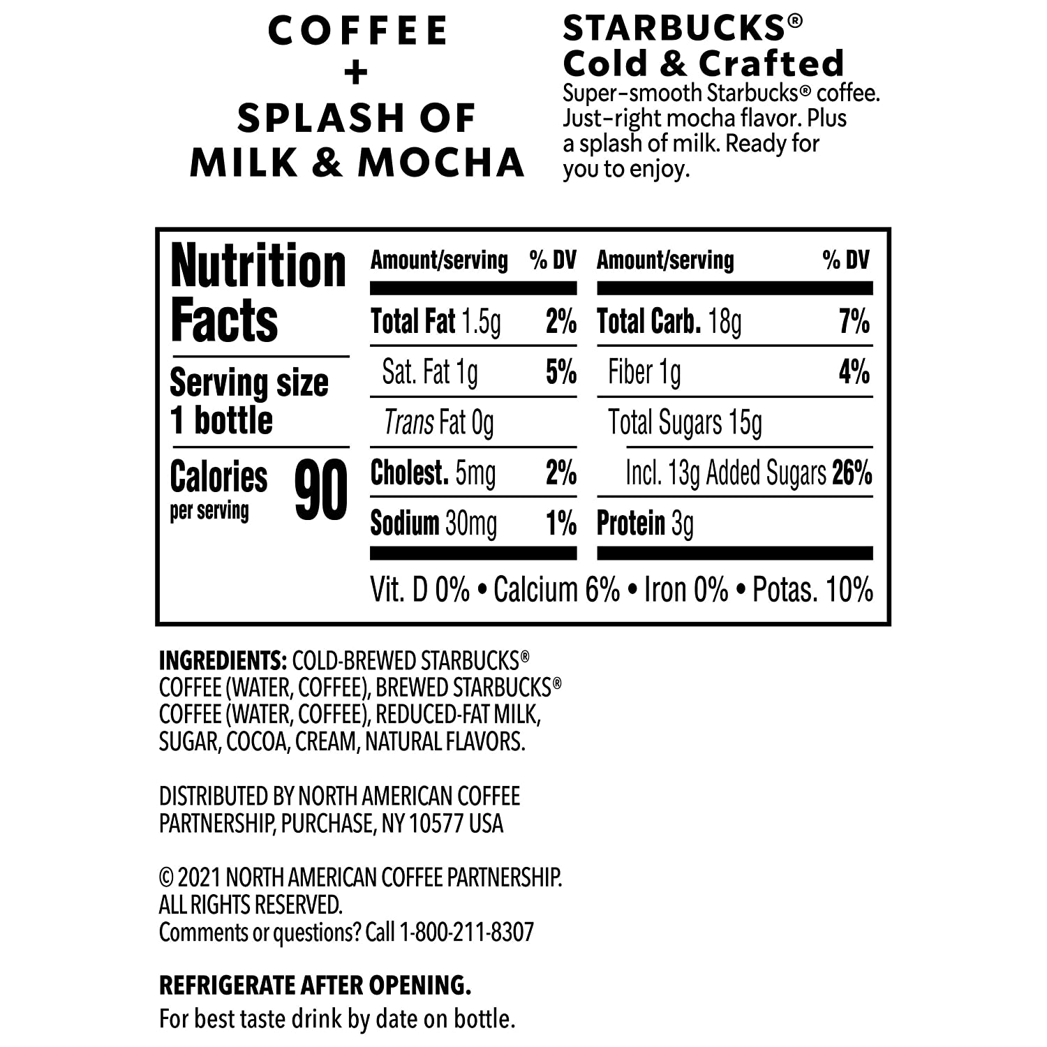 CAFE SỮA MOCHA UỐNG LIỀN Starbucks Cold & Crafted Coffee, 325ml (11oz)