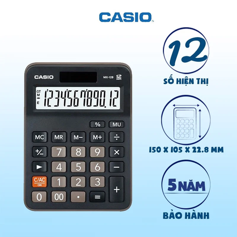 Máy tính Casio MX-12B Chính Hãng - Phiên bản màu Pastel