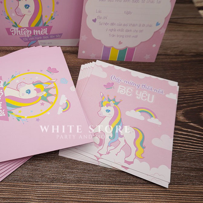 [HCM]Set 10 THIỆP MỜI THÔI NÔI SINH NHẬT UNICORN cho bé