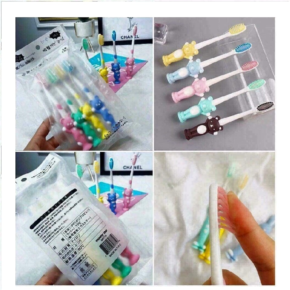 Set 4 bàn chải có nắp đậy hít chân cho bé