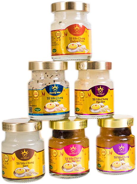 Combo 6  hũ -  yến sào Hoàng Việt , tổ yến chưng nguyên chất 30% , xuất xứ nước yến Khánh Hòa - Nha Trang ,là loại yến chưng sẵn 70ml , bồi bổ sức khoẻ