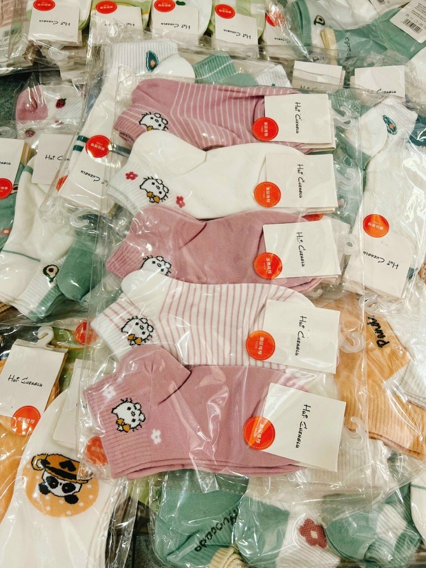 Tất nữ vớ nữ cổ ngắn set 2 đôi họa tiết dễ thương cute Hàn Quốc