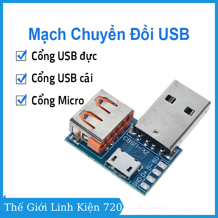 Mạch chuyển đổi usb đực sang usb cái và usb micro