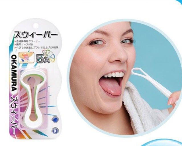 Cạo lưỡi Nhật Bản - Okamura gói 5 chiếc, loại bỏ mảng bám, cặn thức ăn ở lưỡi, Cạo lưỡi, nạo lưỡi, thanh cạo lưỡi, que cạo lưỡi, chăm sóc răng miệng - Loki Care
