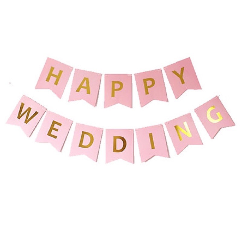 Dây Chữ Giấy Happy Wedding Ép Kim