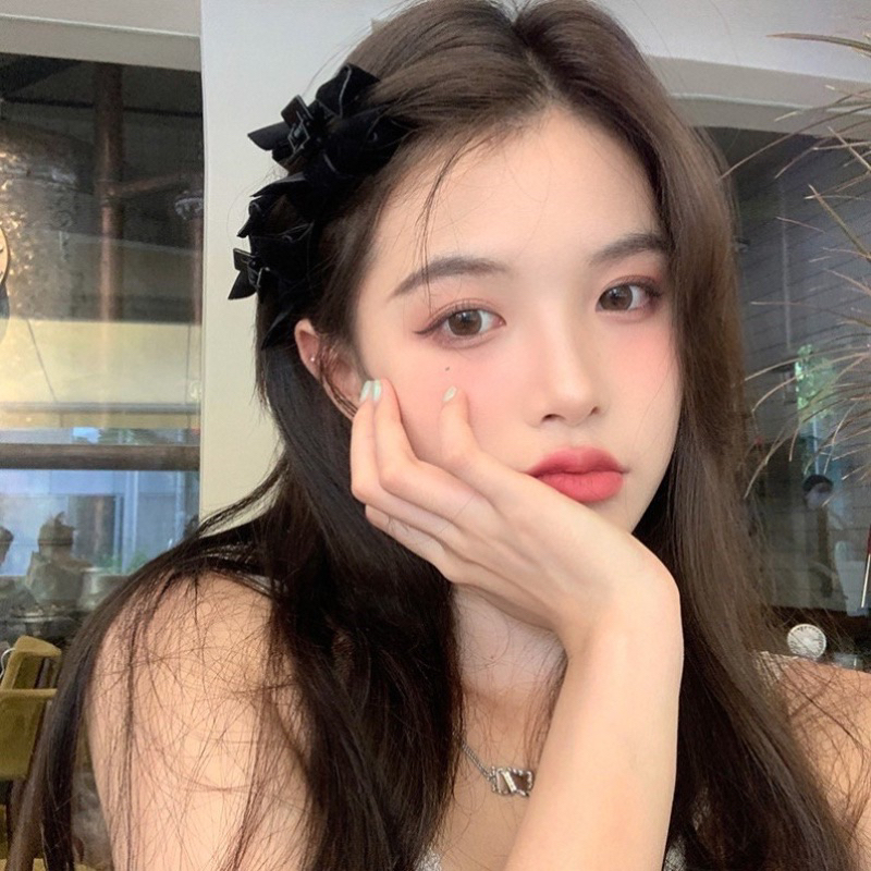 Kẹp tóc càng cua đính nơ nhung dễ thương
