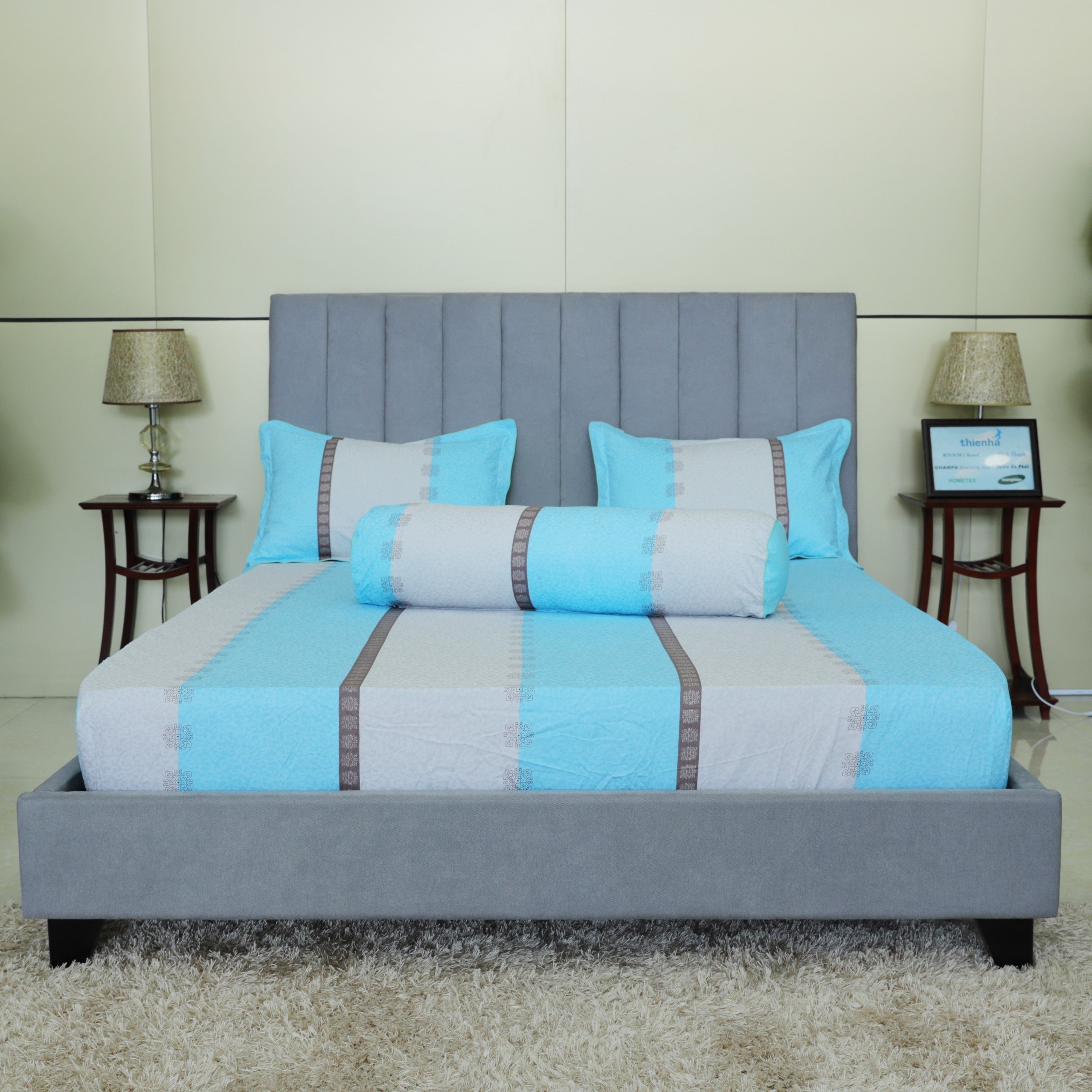 Bộ Drap gối bọc 160x200cm ( 180x200cm ) cotton hoa Hometex