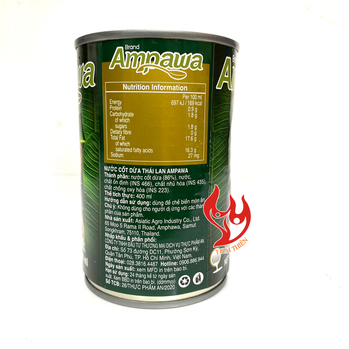 [HCM]Nước Cốt Dừa Thái Lan Ampawa Lon 400ml