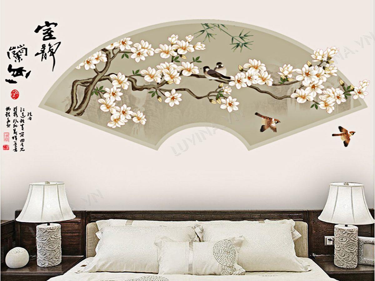 [HCM]DECAL DÁN TƯỜNG VÒM QUẠT HOA MAI TRẮNG