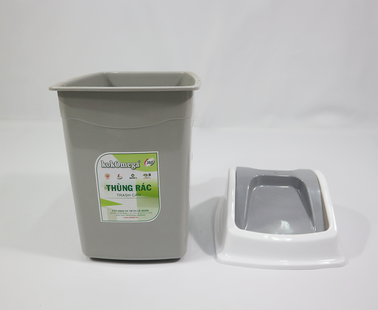 Thùng Rác Nắp Lật kokOmega 12L- (OMTR- 02)