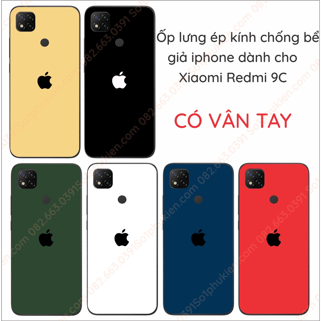 Ốp lưng ép kính giả iphone xiaomi redmi 9c/ redmi 9c nfc/ redmi poco c3