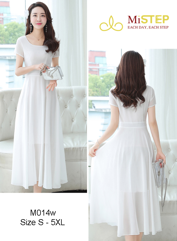 Váy Maxi Màu Trắng Có Tay Đẹp