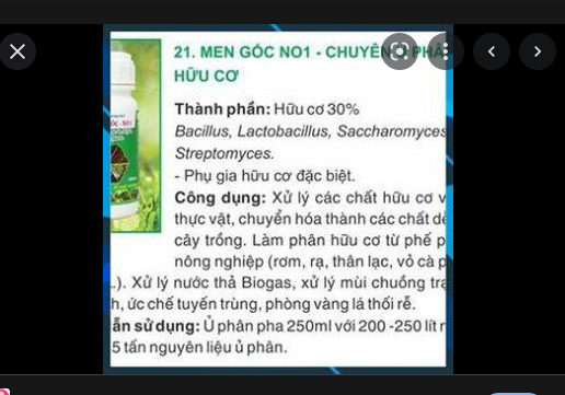 Chế Phẩm Men Gốc No1 ( Chuyên Ủ Phân Hữu Cơ )