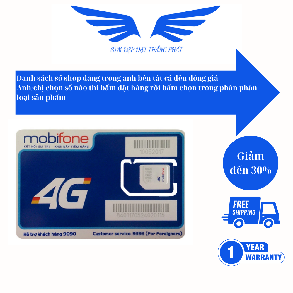 Sim số đẹp Mobifone trả trước tứ quý 8888 sim mới chưa đăng ký chưa kích hoạt