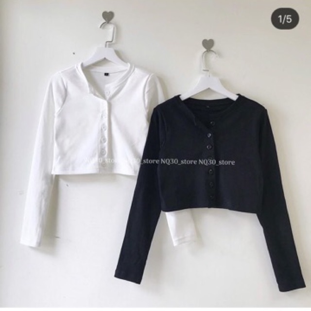 ✅Áo croptop gân nút tay dài, chất iệu tốt, bền màu, mang lại cảm giác thoải mái cho người mặc, cam kết sản phẩm như hinh