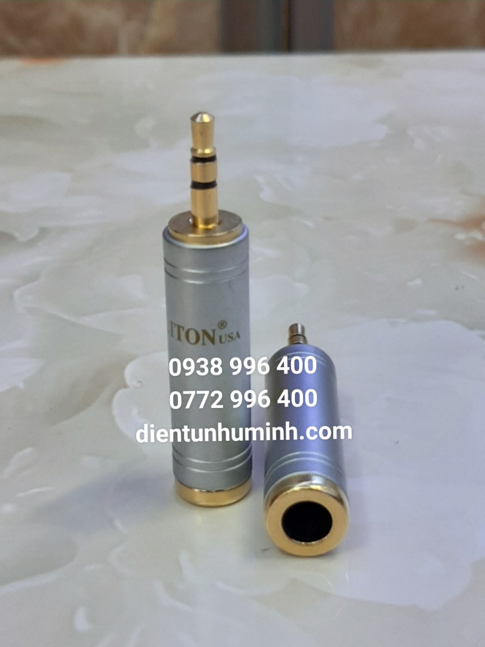 Jack đổi 6.5 mm cái sang 3.5 mm đực Xi Vàng Tốt LITON Bạc ( 1 Cái )