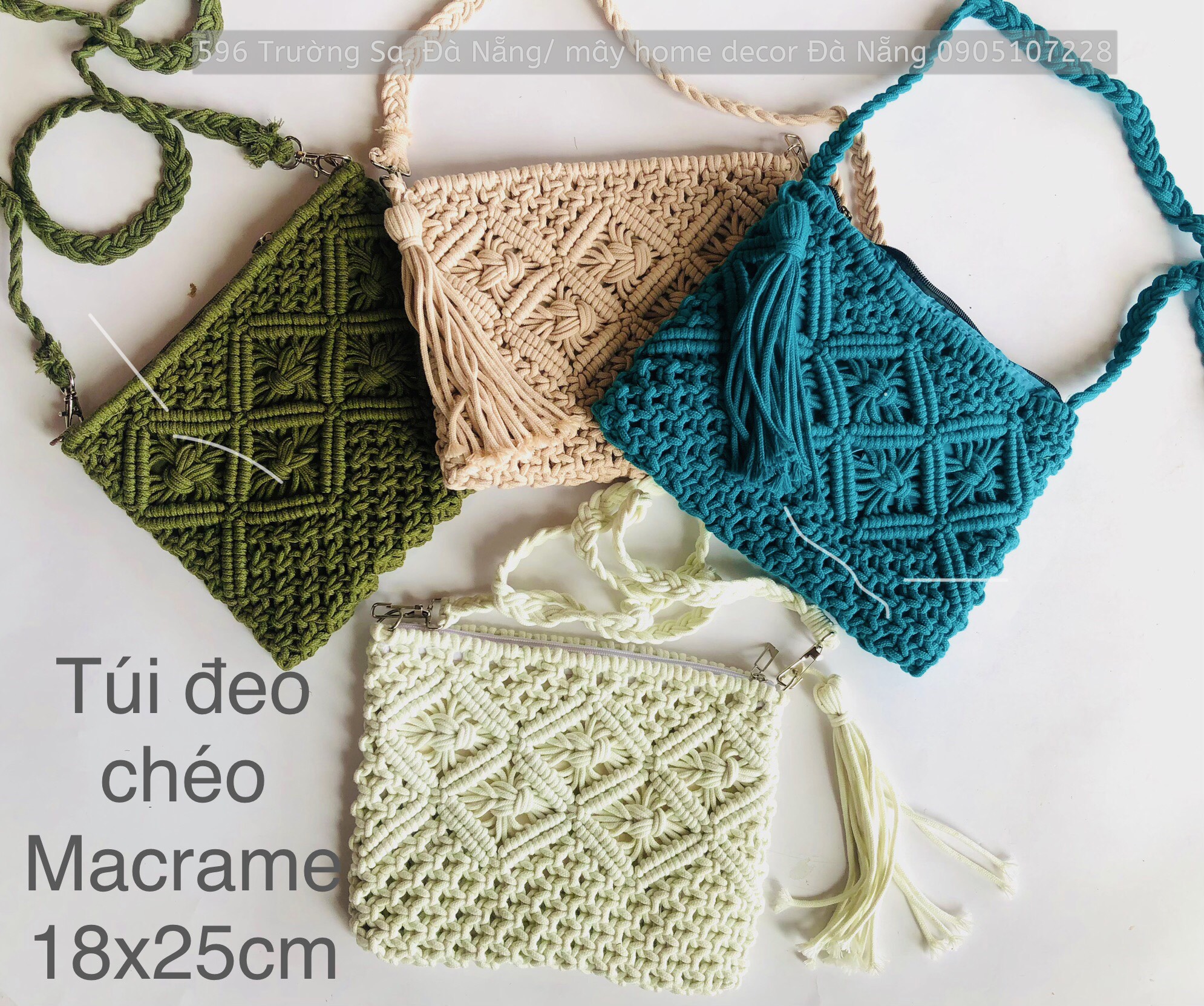 [Hàng Handmade] Túi Đeo Cho Nữ Phong Cách Vintage, Ví Len Macrame Có Dây Đeo Nhỏ Gọn Phù Hợp Với Đi Dự Tiệc, Ăn Cưới- Macrame Clutch with the cross strings