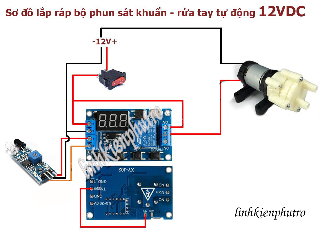 [HCM]Combo Tự Làm Máy Phun Nước Tự Động V2 12V