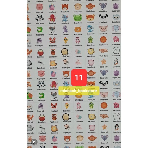 Set 15 tấm sticker lời khen Tiếng Anh