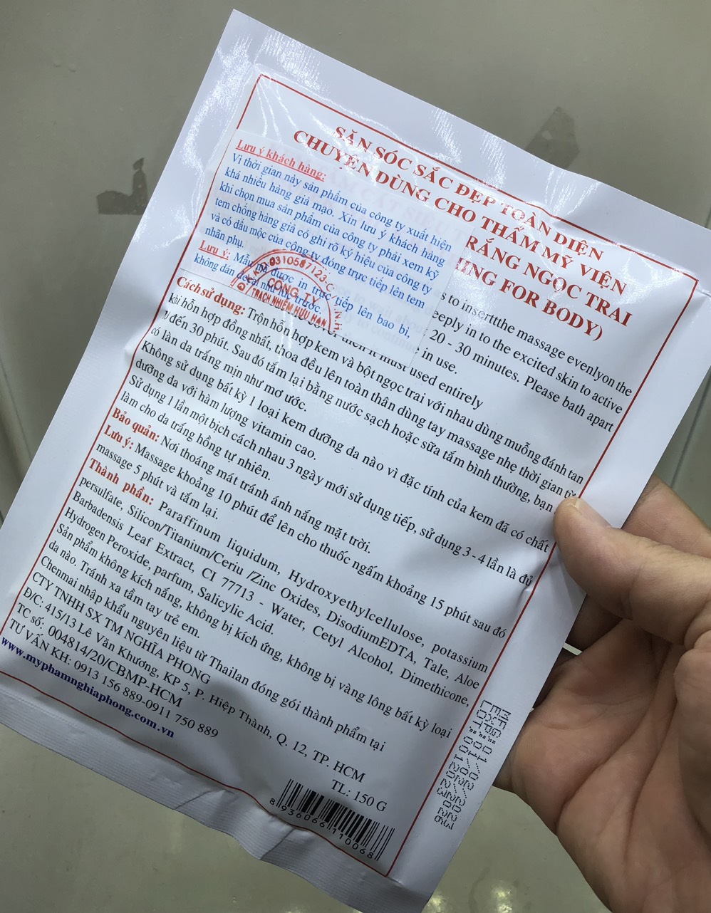Kem tắm trắng da Ngọc Trai Chenmai 150g