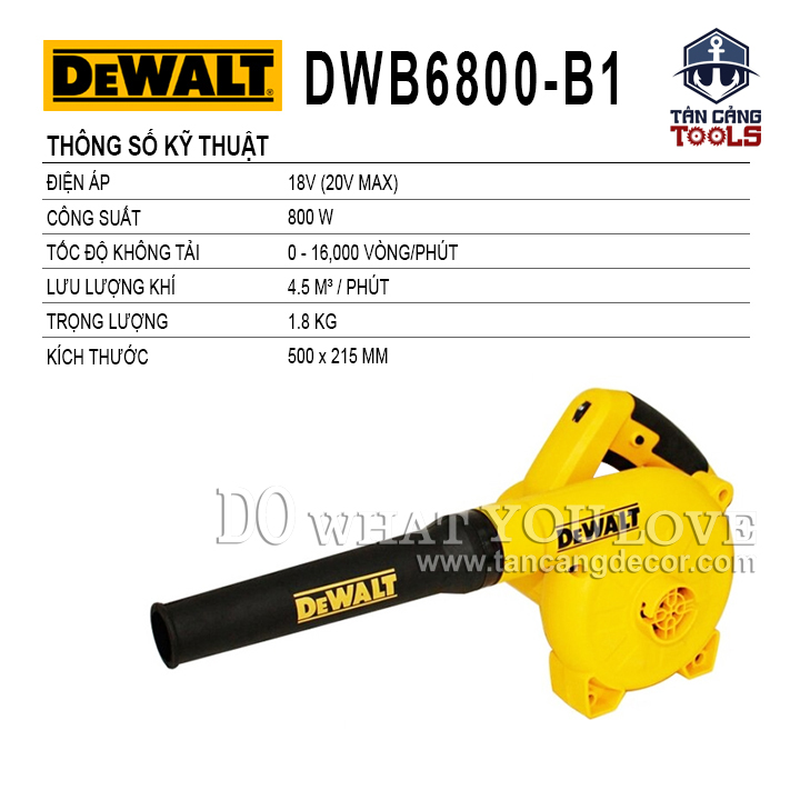Máy Hút Thổi Bụi Có Điều Tốc Dewalt DWB6800-B1 800W