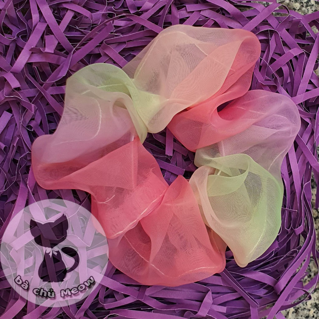 Scrunchies Cầu Vồng - Đồ Cột Tóc 2 Lớp - Dây Cột Tóc Voan