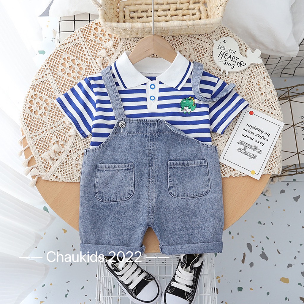 set yếm kẻ cho bé 7-17kg