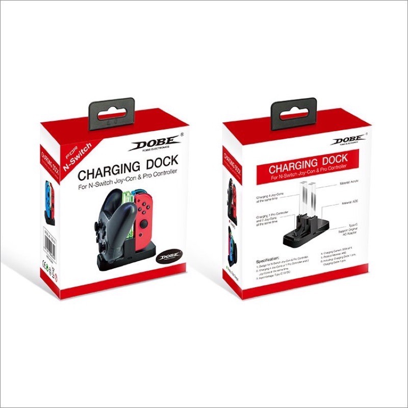 Bộ dock sạc Joy-Con và tay cầm Pro Controller thương hiệu Dobe cho máy game Nintendo Switch (TNS-879)